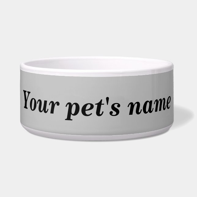 Tigela Your Dog’s Name With Gray Background on Pet Bowl (Frente)