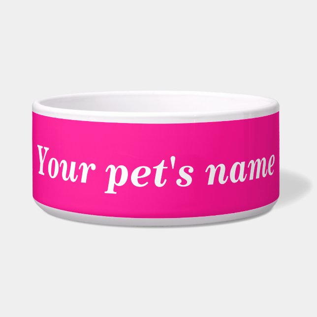 Tigela Your Pet’s Name With Pink Background on Pet Bowl (Frente)