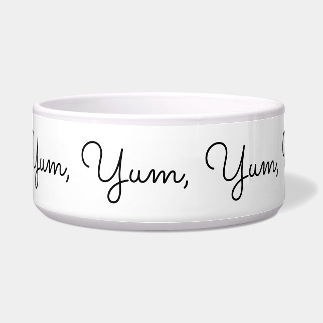 Tigela Yum, Yum, Yum, Yum, Yummy! Engraçado, Script Blk (Frente)