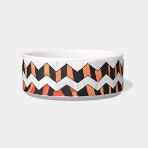 Tigela Zebra Black e Orange Chevron