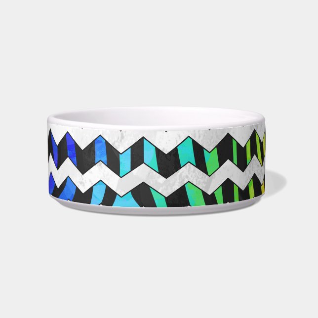Tigela Zebra Chevron Black e Rainbow Impressão (Direita)