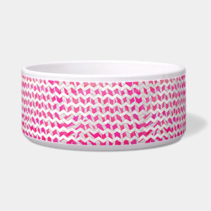 Tigela Zebra Chevron Branca, Rosa-Quente