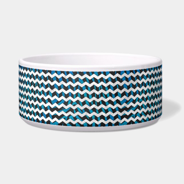 Tigela Zebra Chevron Preto e Azul (Direita)