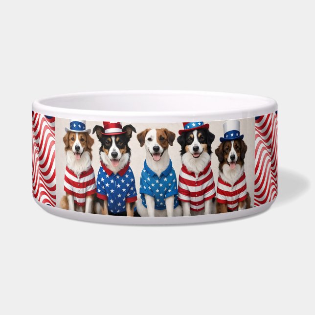 Tigelas para cachorro Stars & Stripes Pups ("Paws up for the USA")