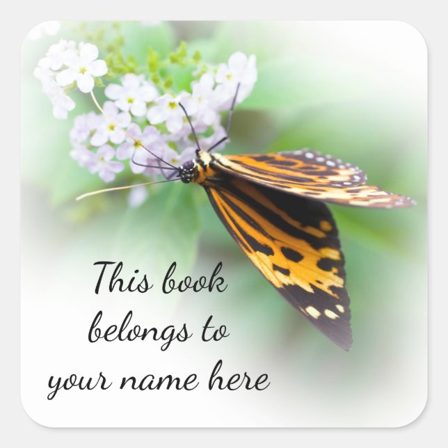 Tiger Butterfly "Este livro pertence a" adesivo (Frente)