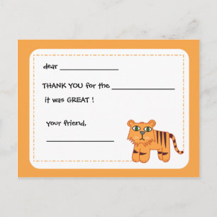 Tiger - cartões de agradecimentos para crianças