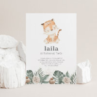 Tiger Greenery Floral Aniversário Convite