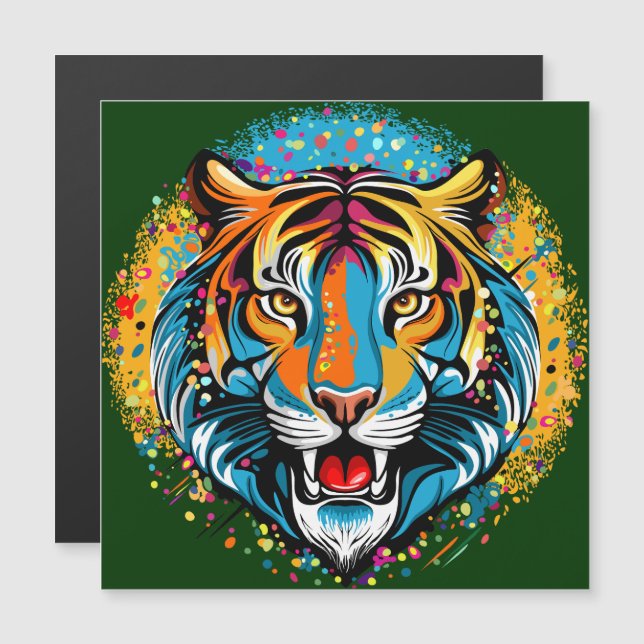 Tiger Head Rainbow colors paint stains (Frente/Verso)