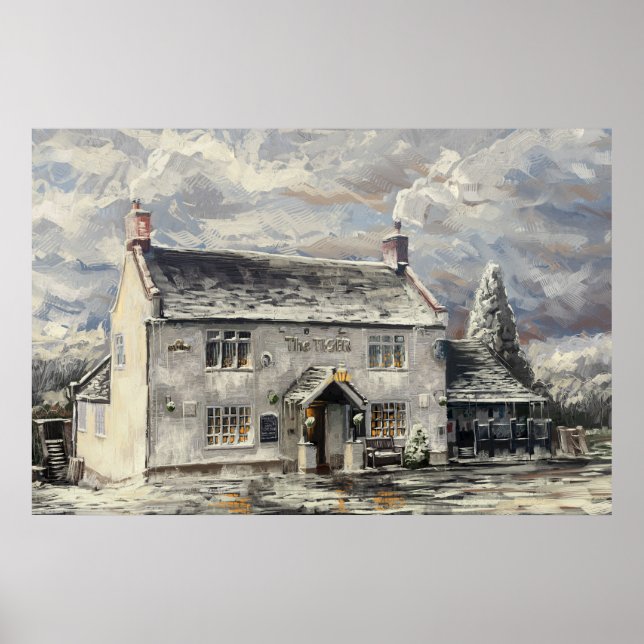 Tiger Inn, Turnditch - poster de inverno (Frente)