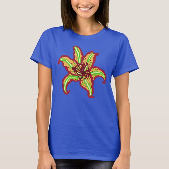 Tiger Lily Blooms em uma camiseta cheia (Frente)