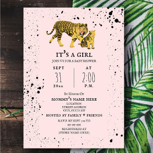 Tiger Mama Rosa Chá de fraldas Convite
