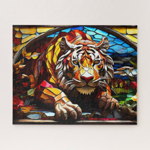Tiger Mosaico - Quebra-cabeça de Vidro Mantido