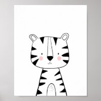 Tiger Nursery Impressão Black and white moderno zo