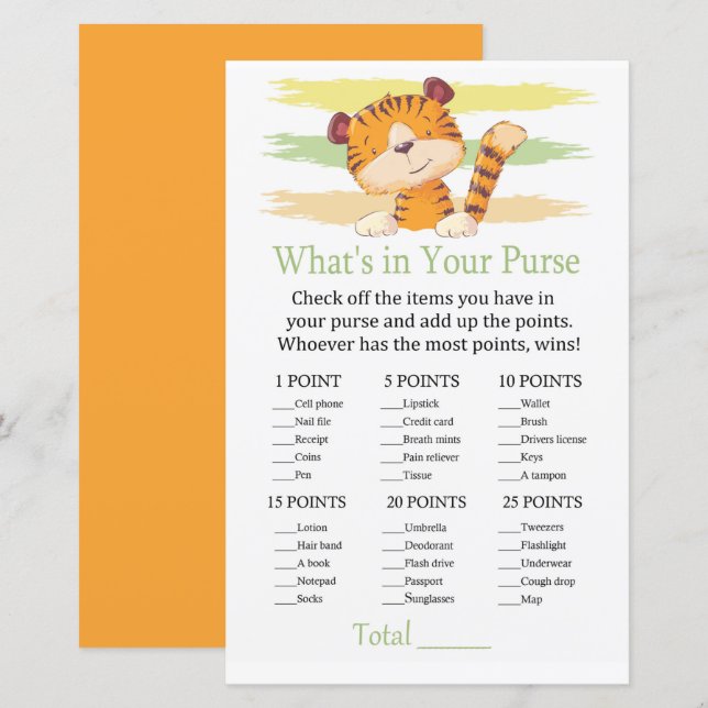 Tiger O que há no seu jogo de bolsa (Frente/Verso)