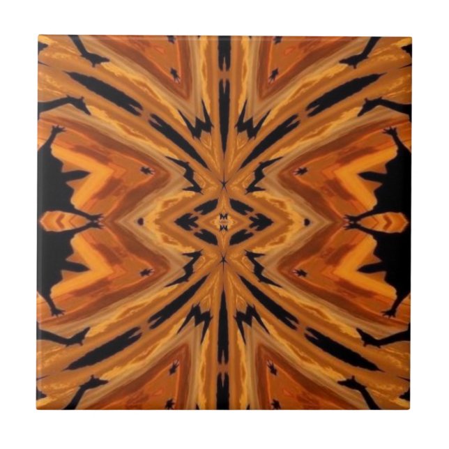 Tiger Tribal Modern Abstrato Art Ouro Laranja (Frente)