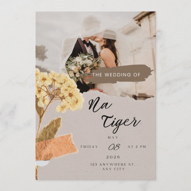 TigerNa Romantic Botanical Flat Card (Frente)