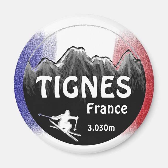 Tignes France flag ski logótipo art imã (Frente)