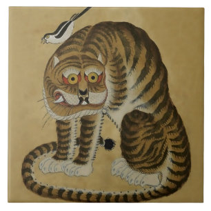 Tigre Agachado Minhwa com Pérola