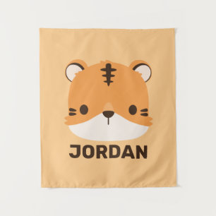 Tigre Bonito com Tapeçaria de Nome Personalizado