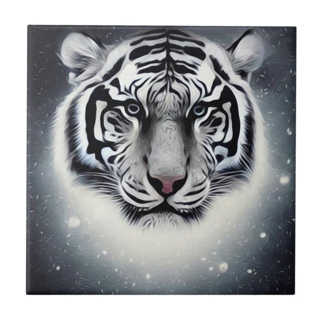 Tigre Branco Brilhante de Neve (Frente)