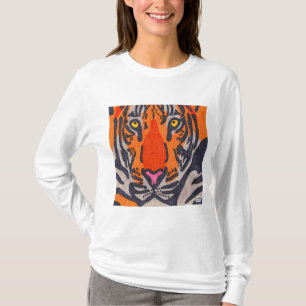 Tigre (branco) - Camiseta Feminina Manga Longa