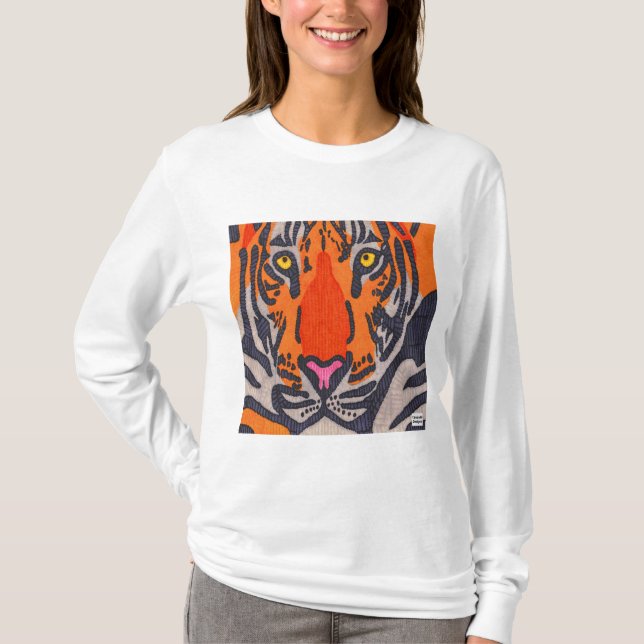 Tigre (branco) - Camiseta Feminina Manga Longa (Frente)