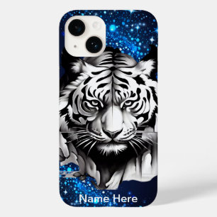 Tigre branco com cinzas azuis