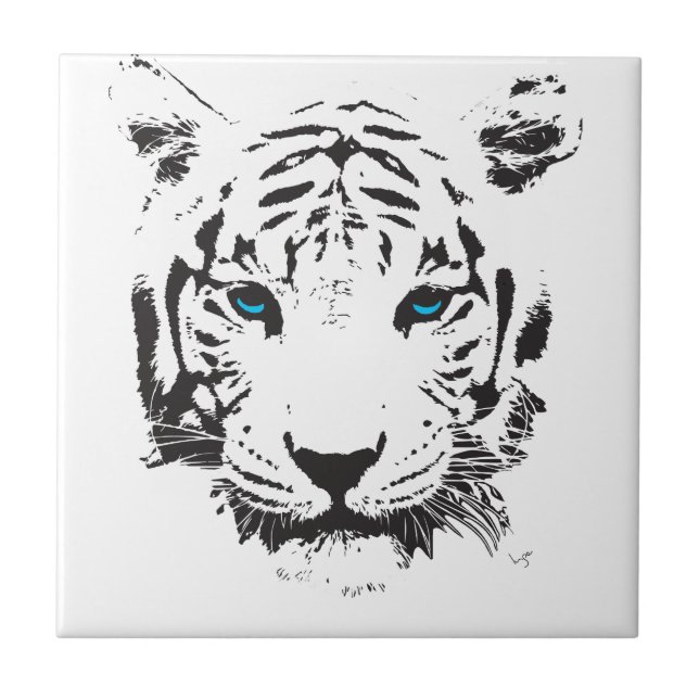 Tigre branco com olhos azuis (Frente)