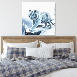 Tigre Branco Em Clipes De Neve Impressão De Tela E