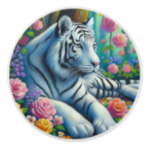 Tigre Branco em Floresta com Coloração Cor-de-rosa