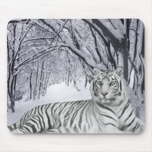 Tigre branco Mousepad do inverno (Frente)