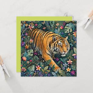 Tigre com Olhos Âmbar Folhagem da Selva Fantasia