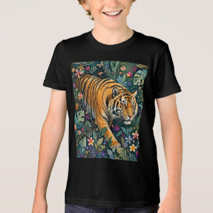 Tigre com Olhos Âmbar Folhagem da Selva Fantasia
