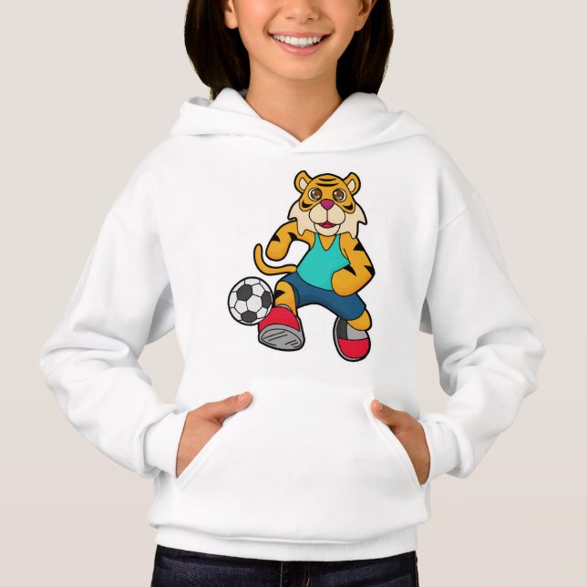 Tigre como jogador de futebol com bola de futebol (Frente)