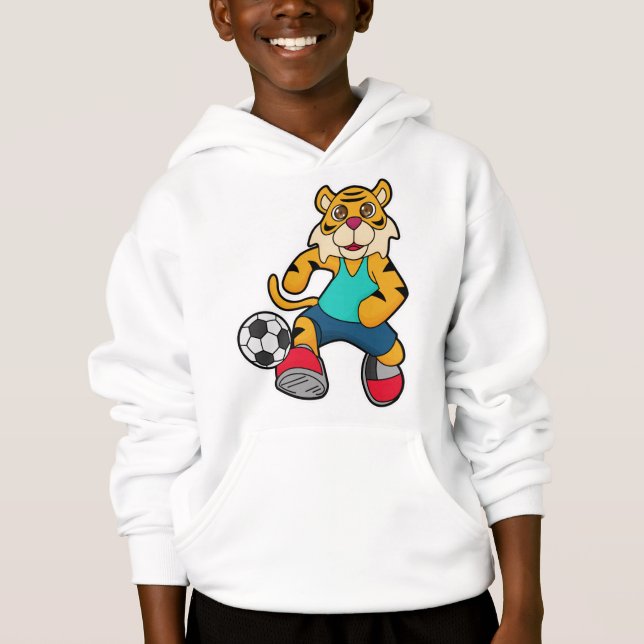 Tigre como jogador de futebol com bola de futebol (Frente)