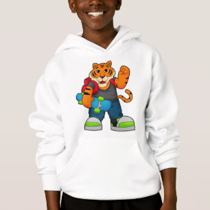 Tigre como skater com skate