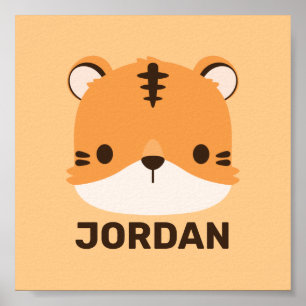 Tigre-Cute com Poster de Nome Personalizado