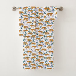 Tigre-da-selva no conjunto de toalhas de banho bra