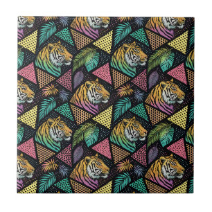 Tigre da Selva Padrão de Animal Geométrico Arte Po