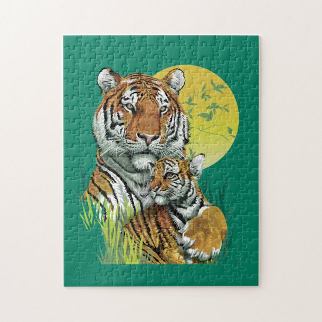 Tigre-de-bengala Com Quebra-cabeça de Bebê (Vertical)