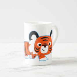 Tigre de cartoon bonitinho na caneca chinesa de os