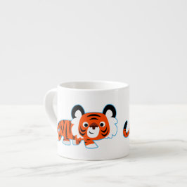 Tigre de cartoon bonitinho na caneca Espresso