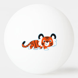 Tigre de Cartoon Bonito na Bola do Ping Pong Prowl