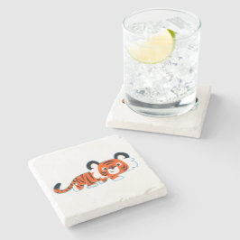 Tigre de cartoon bonito na Porta copos de pedra