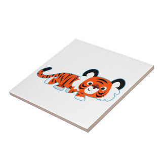 Tigre de Cartoon Bonito no Azulejo