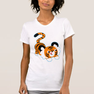Tigre De Cartoon Bonito Pronto Para Tocar Camiseta
