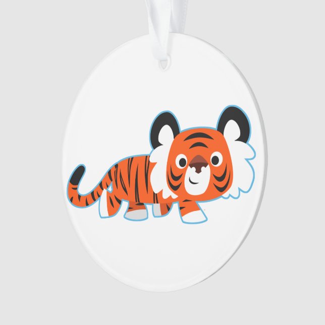 Tigre de Cartoon em Cute no Ornamento Acrílico Pro (Frente)
