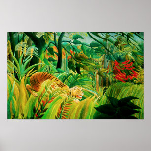 Tigre de Henri Rousseau em um poster tropical da