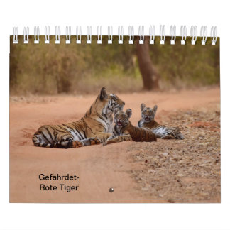 Tigre em Vermelho como calendários