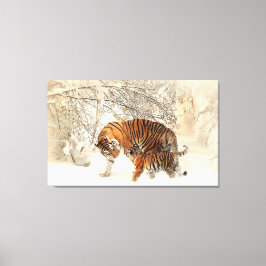 Tigre Family em Winter Landscape Canvas Print